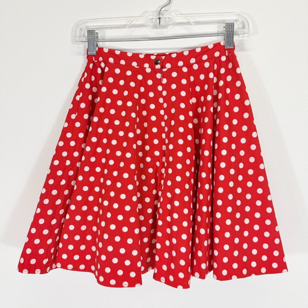 BlackButterfly Girls Red White Polka Dot School Swing Skirt Size 9-10 Minnie